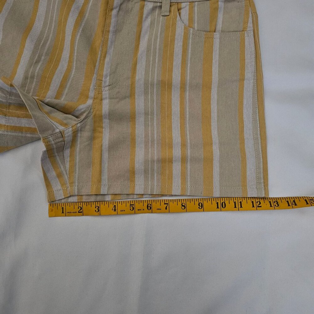 Madewell Women's Poplar Yellow Striped Rumpled Cotton Twill Shorts Size 29, NWT - Picture 15 of 16